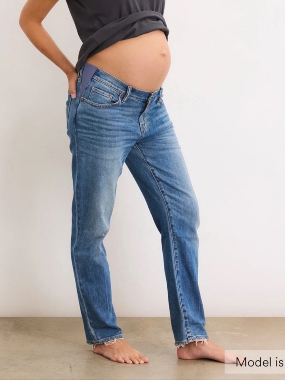 Hatch 34x27 Boyfriend Maternity Jeans 0911 Straight Leg Medium Blue 18 plus